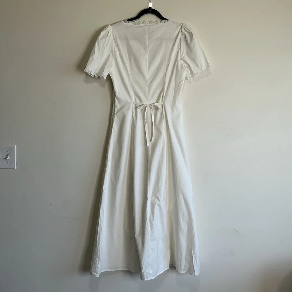 NEW Reformation Alida Midi Dress 6 Cottagecore Milkmaid Romantic Lace trim - Picture 8 of 10